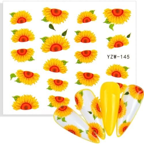 1pcs Sunflower Nail Stickers Blossom Florals Nail Art Water Decals Transfer Foils Sliders Decorations for Manicure