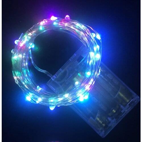 50/100LEDs AA Battery Powered LED Christmas Light String Fairy Silver Line LED String for Holiday Wedding Party Decoration