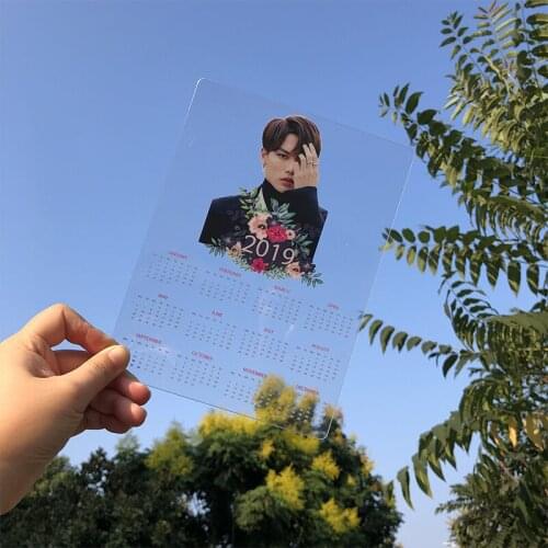 50pcs 14.5*19.5cm custom transparent card calendar for fans giveaways wholesale printing calendar picture birthday party favors