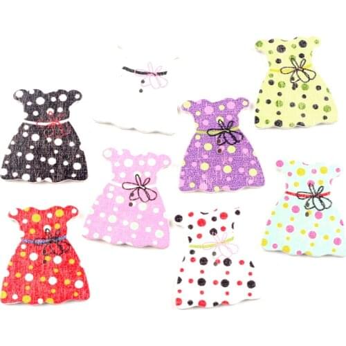 50pcs Mixed 32x29mm Dress Wooden Buttons For Clothing Needlework Scrapbooking Wood Botones Decorative Crafts Diy Accessories