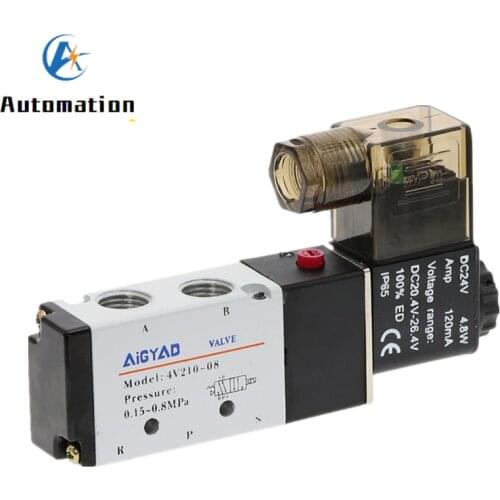 5Way 2 Position Airtac Electric Solenoid Valve 4V210-08 1/4" Port Size DC12V,24V. AC110V,220V, Pneumatic parts air control valve