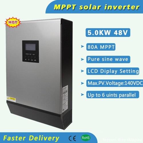 5KVA 48V Hybrid Solar Inverter Pure Sine Wave MPPT 80A Solar Charge Controller With Parallel Function Free Monitoring Software