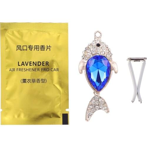 1pc Car Fragrance Outlet Clips Fish Shaped Rhinestone Inlaid Perfume Clip