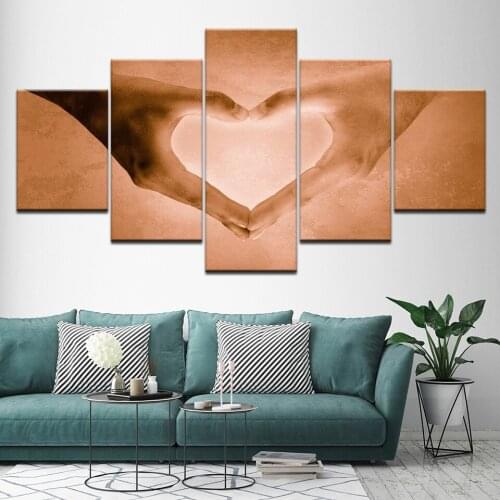 Canvas Painting Hand on Heart Love 5 Pieces Wall Art Painting Modular Wallpapers Poster Print for living room Home Decor