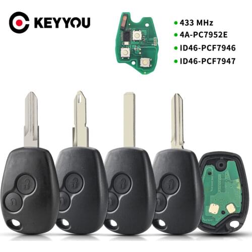 KEYYOU Remote Car Key For Renault Megan Modus Clio Modus Kangoo Logan Sandero Duster 433Mhz PCF7946/PCF7949 Chip VAC102/VA2/NE73