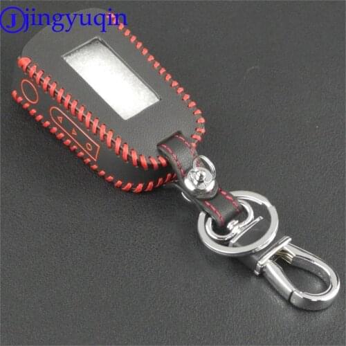 Jingyuqin Leather Key Case For For Starline A92 A64 A94 V62 V64 Car LCD Alarm Remote Controller Keychain Cover Hand-Made Style