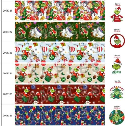 Colorful Christmas Cartoons Printed 10Yards 25mm/38mm/50mm/75mm Grosgrain/Satin Ribbon,30Pcs/lot Flat Back Resins 200832