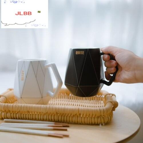 Creative Black and White Multilateral Geometric Ceramic Coffee Mug Porcelain Juice Drinking Cup Coffee Milk Tea Cup