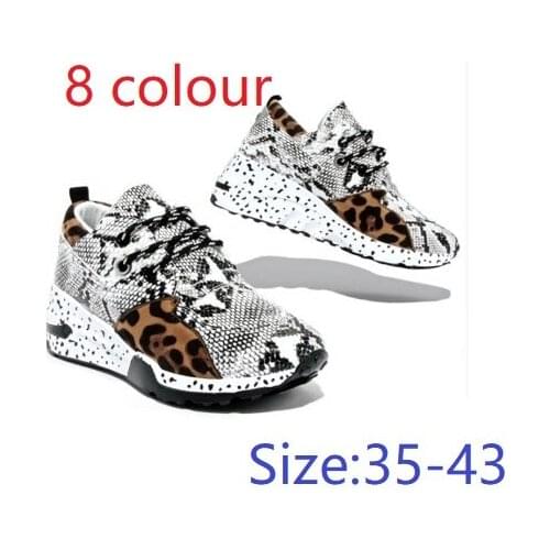 Spring Lace-Up Platform Sports Shoes for Women Breathable Ladies Sneakers Leopard Print Faux Fur Sneakers Womens Casual Shoes