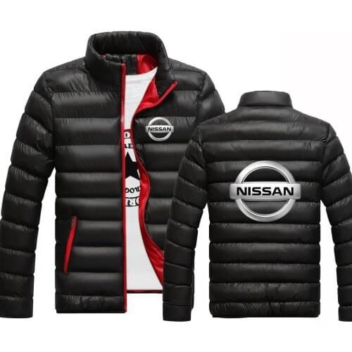 NISSAN Spring Autumn Print Jacket Male Casual commission Padded Coats College Mens Zipper Warm Hip Hop Zipper Tops