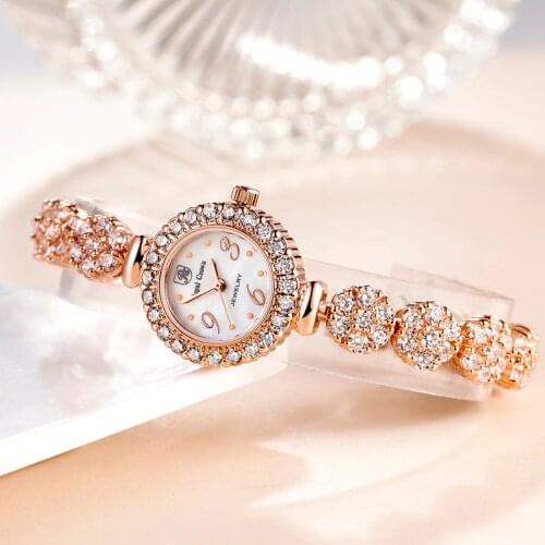 Royal Crown Small Womens Watch Japan Quartz Hours Fine Fashion Jewelry Bracelet Luxury Crystal Girls Birthday Gift Box