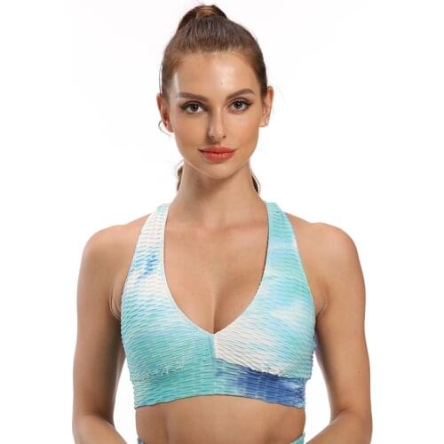 New Occident hot selling ink jacquard tie-dye bubble yoga pants fitness sports bra yoga bra RY 9617