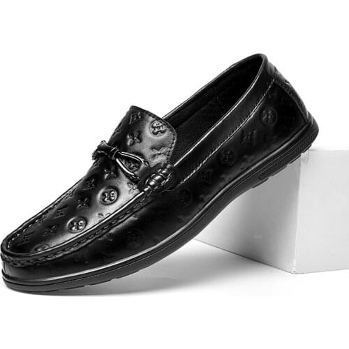 Flats New Casual Shoes Non Slip Rubber Outsole Office Indoor Leather Men Loafers