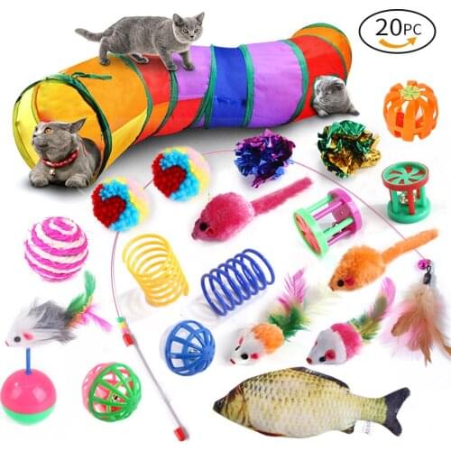 The New Super Worthy Multi-piece Variety Combination Set Cat Toy Fish Mouse Ball Tunnel Funny Cat Stick Plush Bell Kitten Toy