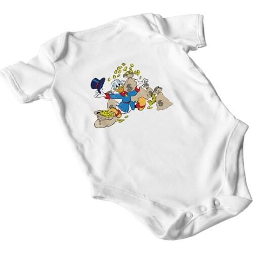 Scrooge McDuck Cartoon Newborn Clothes Summer New Products Trend Casual Baby Girl Boy Onesie 0-24M Round Neck Short Sleeve Cute