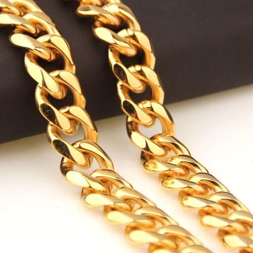 Top Grade Stainless Steel Fashion Charming Gold Cuban Curb Link Chain Mens Womens Necklace/Bracelet Unisexs Jewelry 7-40inch
