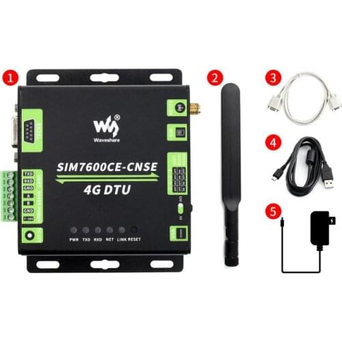 Waveshare Industrial Grade SIM7600CE-CNSE 4G DTU, RS232/485/TTL to 4G LTE, for China, Southeast Asia