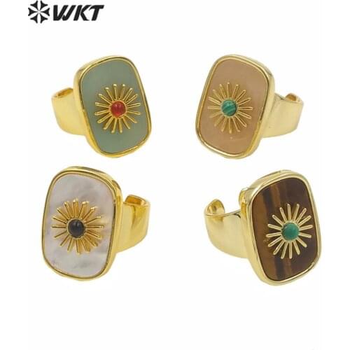 WT-R364 High Quality Stone Female Ring With Gold Electroplated Fashion While Shell Jewelry Ring Party Gift