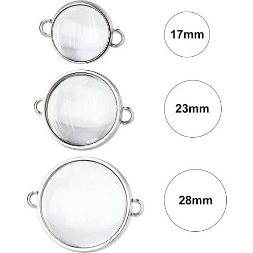 1pc Stainless Steel Floating Locket Double Curved Glass Memory Locket For Bracelet Jewelry Making Medallion 17mm 23mm 28mm