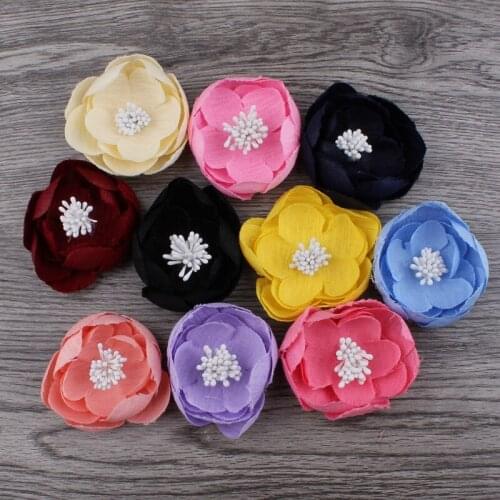 120pcs/lot 5cm 10colors Hair Clip Artificial Felt Flower For Girls Apparel Hair Accessories Handmade Fabric Flowers For Headband