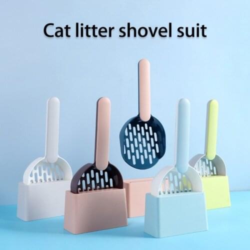 2pcs Cat Litter Shovel With Tray Box Pet Plastic Scoop Durable Cleanning Tool Cat Sand Cleaning Products Cleaning Supplies