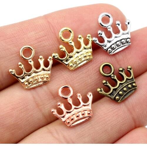 20pcs Charms Crown 13x14mm Tibetan Silver/Gold/Bronze Plated Pendants Antique Jewelry Making DIY Handmade Craft