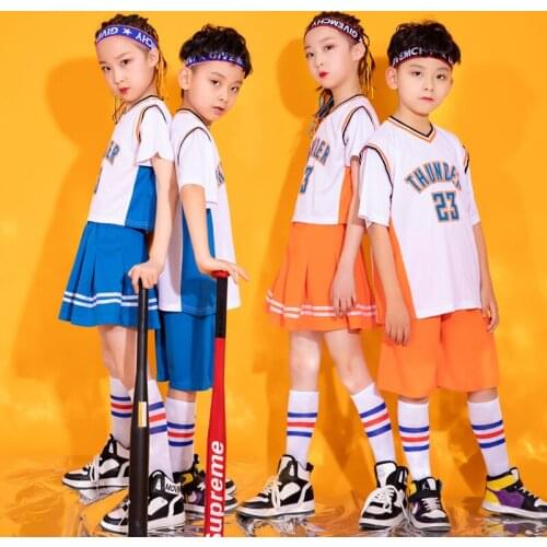 2021 Summer Children Cheerleading Performance Clothes Hip-hop Jazz Dance Costumes for Primary School Students Stage Rave Outfits