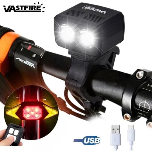 5000LM Rechargeable USB Cycling Lights 2X XM-L T6 LED Front Bike Headlamp 5 Modes Torch Bicycle Accessories+ Safety Rear Light