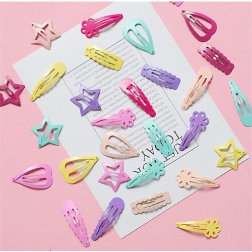 BalleenShiny 6PCS Hairpin Girly Pink Love Heart Star Baby Girls Headwear Women Hair Accessories Bangs Hair Clips For Gift