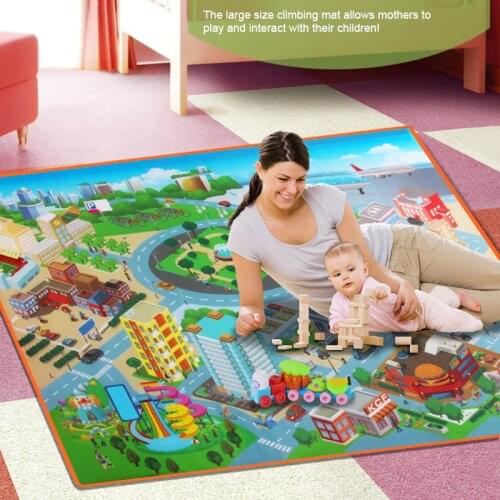 Kid Non-Slip Traffic Urban Road Carpet ChildrenS Cute City Road Playmat Traffic Road Map Carpet Educational Play Rug Boys Girls
