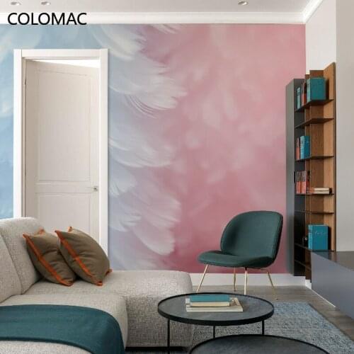 Colomac Custom Nordic Feather KOL Gradient Wallpaper Girl Bedroom Living Room Background Mural Home Improvement Drop Shopping