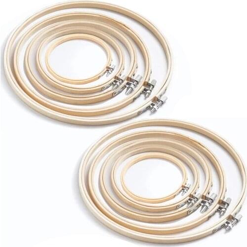 Imzay Embroidery Hoop Set Bamboo Circle Cross Stitch Hoop Ring Bamboo Frame Sewing Hoop Quilting Hoops Embroidery Supplies