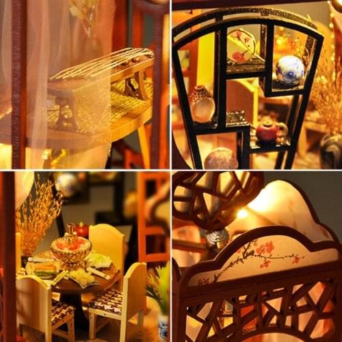 C5AA Creative DIY Cottage Handmade Model with LED Retro Doll House Cabin Children Educational Toys