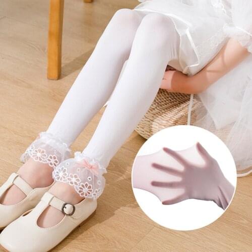 Summer children velvet pantyhose thin breathable stretch casual fashion pantyhose girls Leggings princess lace for kids