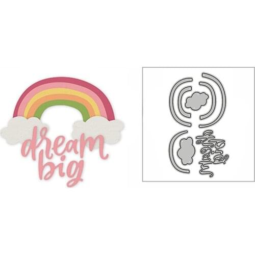 New Rainbow Clouds Big Dream Word 2020 Metal Cutting Dies for DIY Scrapbooking and Card Making Decor Embossing Mold No Stamps