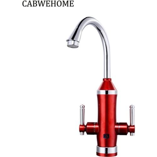 CABWEHOME Instantaneous Electric Shower Tap With Water Heater Tankless Sink Instant Water Heater Faucet Kitchen 220V 2 Handles