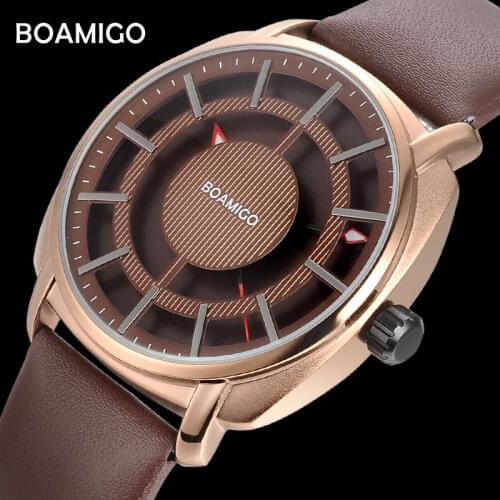 Men Watches TOP Brand BOAMIGO Simple Quartz Watches For Men Fashion Leather Strap Wristwatches Male Clock Relogio Masculino
