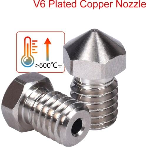 V6 Plated Copper Nozzle Durable Non-stick To E3D V6 Hotend 1.75MM M6 Thread J-head Extruder Heater Block For 3D Printer Parts