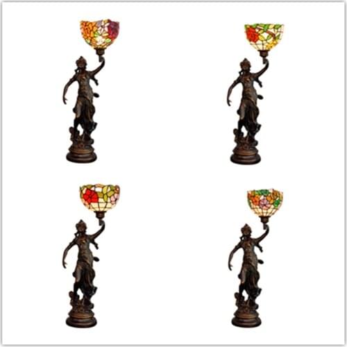 European Style Tiffany Stained Glass Beauty Table Lamp American Pastoral Morning Glory Living Room Dining Room Bedroom Bar Light