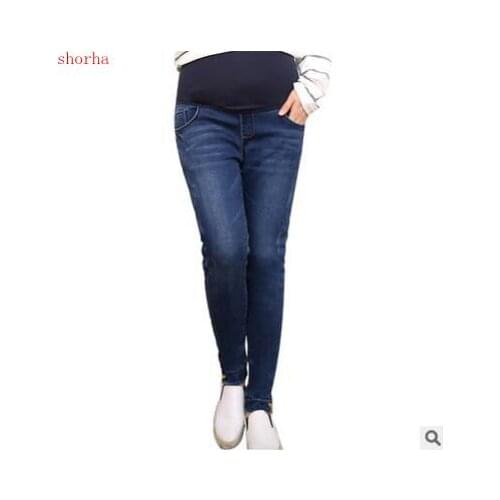 New Pregnant Women Elastic Stretchy Cotton Jeans Denim Pencil Pants Maternity Trousers Elastic Waist Make It Comfortable to Wear
