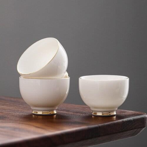 Single White Porcelain Tea Cup Suet Jade Ceramic Paint Sample Teacup Masters Cup