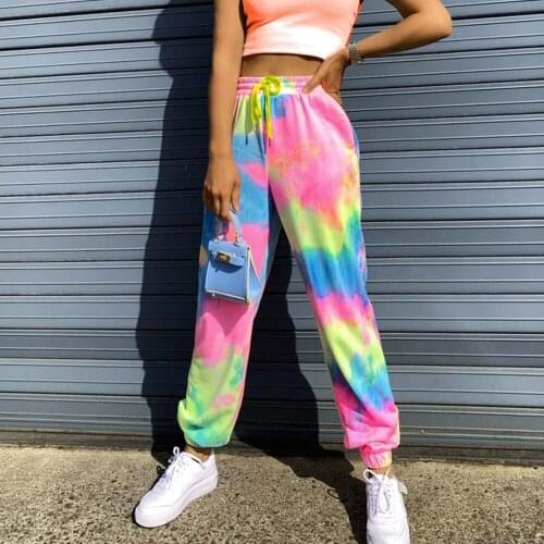 Autumn Womens trousers 2020 Summer Tie-Dye Casual Sports Pants Female Harem Pants women Tie Dye Elastic Waist Pants 4 Colors