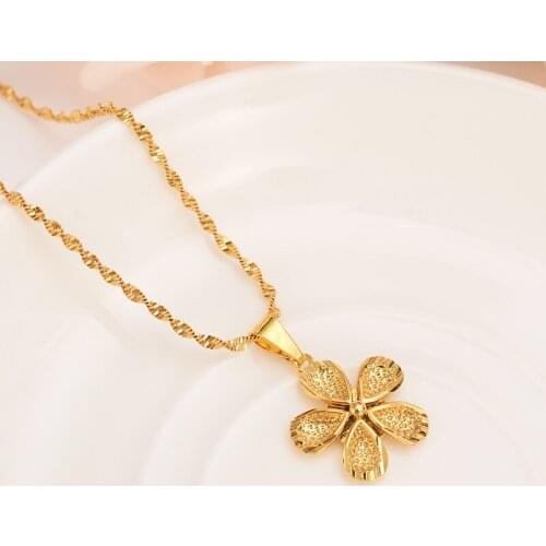Flower Necklace with Pendant Women/Men Loverss Jewelry Valentines Gift Gold Color flower Romantic Fancy DIY charms Bijoux