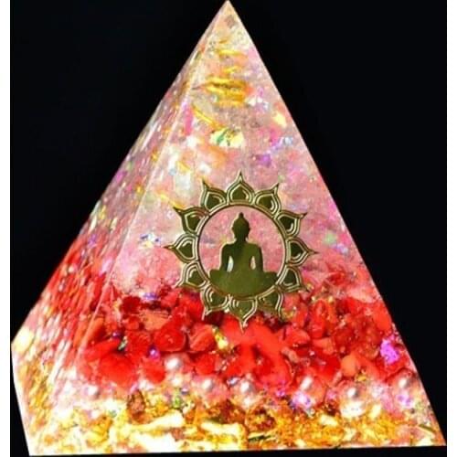 AURA REIKI Orgonite Pyramid Muladhara Chakra Ariel Natural Crystal Onyx Resin Crafts Accumulate Wealth Home Decoration Gifts