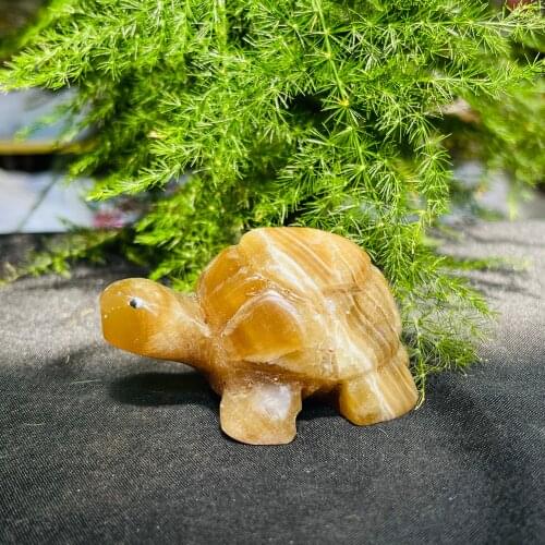 Natural Gemstone Crystal Carving Tortoise Aura Healing Animal Statue Home Decoration