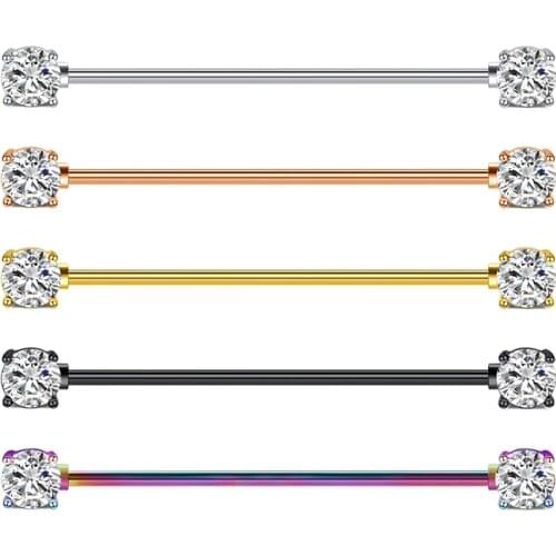 14G stainless steel industrial barbell earrings cartilage body piercing jewelry 35mm 1&1/2 inch industrial piercing bar