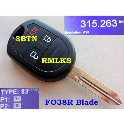 RMLKS New Uncut Remote Key Fob 3 4 Button 315MHz 433mhz 4D63 80bit FO38R blade Fit For Edge Escape 2007-2013 ID83 Chip Key