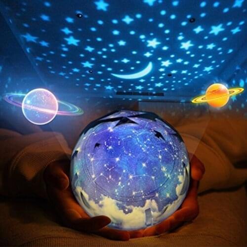 Led Night Light Lamp Child Battery Powered Starry Sky Magic Star Moon Planet Projector Lamp Bedside Lamp Nightlight Children