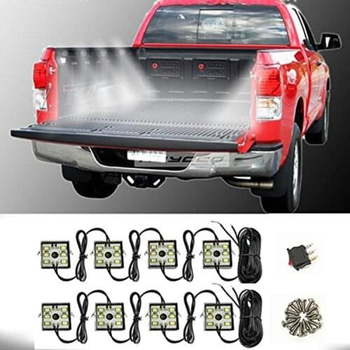 8Pcs LED Lights Truck Bed Lighting Kit with 48 SMD LEDs Light Waterproof for RV Boat Cargo Pickup Bed For Toyota Tundra Pickup