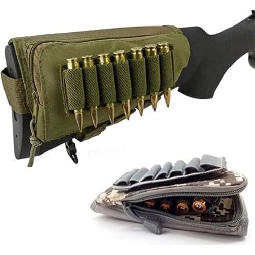 Tactical Rifle Cheek Rest Bag Zipper Buttstock Pack Bag Ammo Shell Bullet Holder 12 Gauge Bandolier Cartridges Magazine Bag